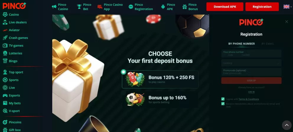Pinco Casino Willkommensbonus 150% + 250 Freispiele — Jetzt spielen